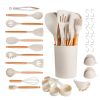 VEVOR Kitchen Cooking Utensils Set, 34 PCS Silicone Spatula Set with Holder, 428 Fahrenheit Heat Resistant Gadget Spoons Tools, Wooden Handle