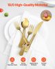 VEVOR 100-Piece Gold Silverware Set, Food-Grade Stainless Steel Flatware Utensils for 20, Mirror Finished Cutlery Set