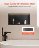 VEVOR Shower Niche, 13 x 25 x 4 inch Recessed Wall Niche With LED Strip,Heavy-duty Stainless Steel Modern Shampoo Storage Organizer,Sealed Waterproof