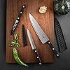Kitchen Knife, 3-Pcs Knife Set With Sheath, 8 Inch Chef Knife, 4.5 Inch Utility Knife, 4 Inch Paring Chef Knife, Stainless Steel, Black