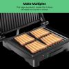 Panini Press & Grill, 4-Slice Non-Stick, Opens Flat - Stainless Steel