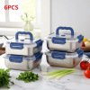 Yakimoto 2/4/6/8/10 PCS Extra-Large Stainless Steel Food Storage Containers With Blue Lids - Deep Design, Airtight Seal