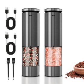06808603 Salt & Pepper Grinder Set | 95ml Capacity | Rust-Resistant Ceramic Core | Multi-Function Grinder | SUS304 Stainless Steel | LED Lighting | Ty (06808603: 06808603)